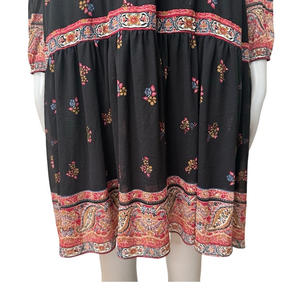 JOIE Alpina 100% Silk Dress Caviar Paisley Tie Neck Loose Fit Dress With Slip - Picture 8 of 16